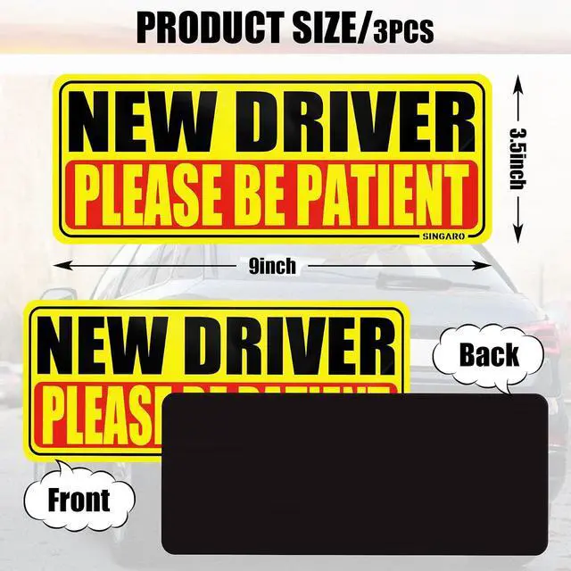 Alt view image 2 of 6 - SINGARO New Driver Magnet for Car, Please Be Patient New Driver, 3Pcs Magnetic Reflective Novice Rookie Drivers Safety Warning Bumper Stickers, Removable Car Exterior Accessories