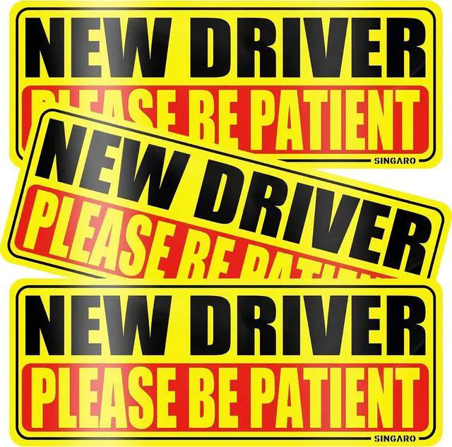 Main image of SINGARO New Driver Magnet for Car, Please Be Patient New Driver, 3Pcs Magnetic Reflective Novice Rookie Drivers Safety Warning Bumper Stickers, Removable Car Exterior Accessories