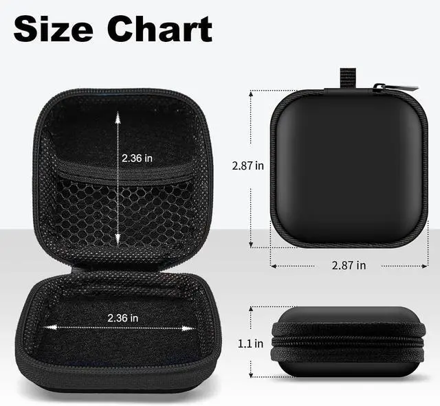 Alt view image 7 of 7 - 5 Pack Earbud Case Storage Bag with Carabiner for Headphones, Square | Portable EVA Carrying Case, For Wired/Wireless Headphones, SD Card Storage, Camera Chip