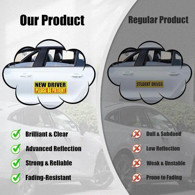 Alt view image 6 of 6 - SINGARO New Driver Magnet for Car, Please Be Patient New Driver, 3Pcs Magnetic Reflective Novice Rookie Drivers Safety Warning Bumper Stickers, Removable Car Exterior Accessories