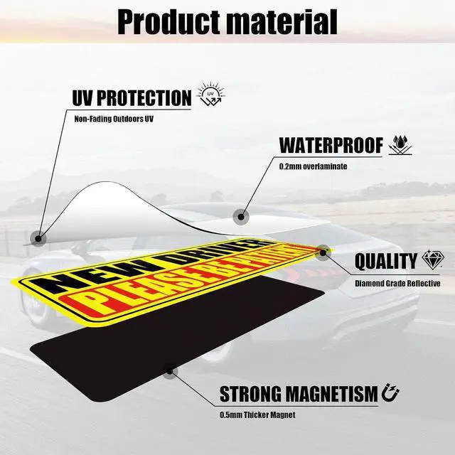 Alt view image 3 of 6 - SINGARO New Driver Magnet for Car, Please Be Patient New Driver, 3Pcs Magnetic Reflective Novice Rookie Drivers Safety Warning Bumper Stickers, Removable Car Exterior Accessories