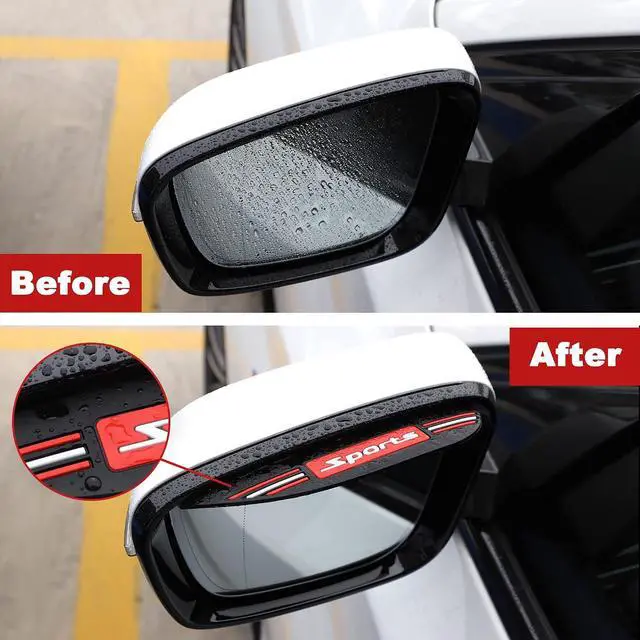 Alt view image 4 of 7 - TOMALL 2pcs Sports Rear View Mirror Rain Visor Smoke Guard Universal Rubber Side Mirror Rain Eyebrow for Cars SUV Truck Cover Accessories