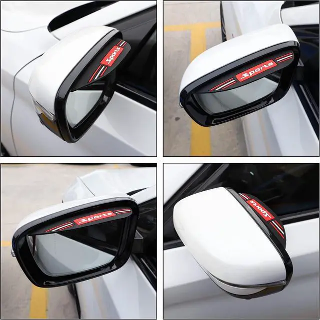 Alt view image 6 of 7 - TOMALL 2pcs Sports Rear View Mirror Rain Visor Smoke Guard Universal Rubber Side Mirror Rain Eyebrow for Cars SUV Truck Cover Accessories