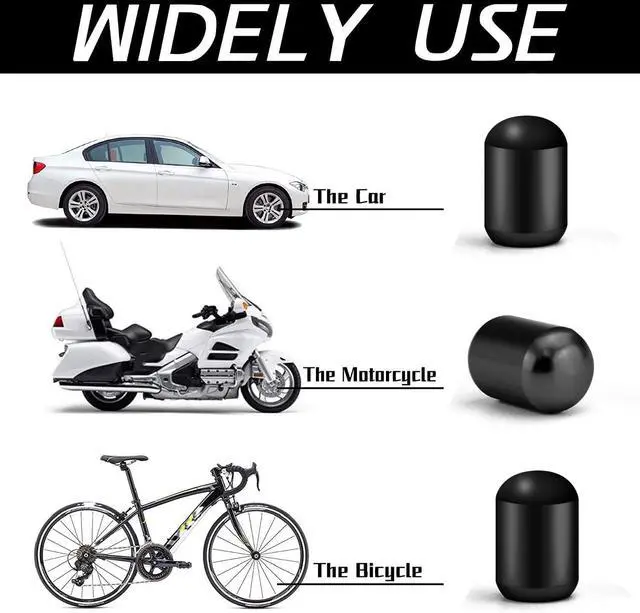 Alt view image 2 of 6 - JUSTTOP 4PCS Car Tire Valve Stem Caps, Air Caps Cover, Universal for Cars, SUVs, Bike, Trucks and Motorcycles, Car Wheel & Tire Exterior Accessories-Black