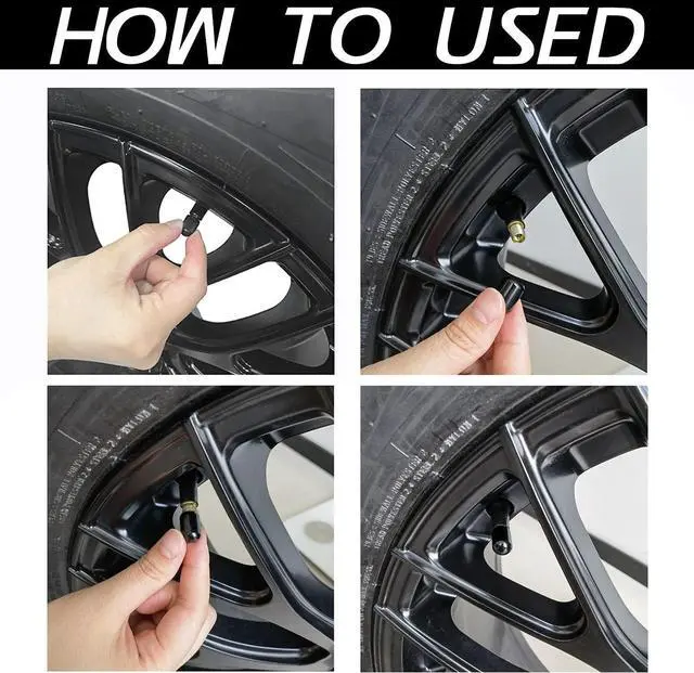 Alt view image 3 of 6 - JUSTTOP 4PCS Car Tire Valve Stem Caps, Air Caps Cover, Universal for Cars, SUVs, Bike, Trucks and Motorcycles, Car Wheel & Tire Exterior Accessories-Black