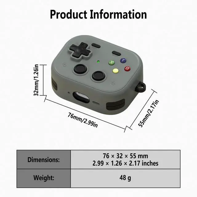 Alt view image 3 of 7 - Geiomoo Cute Funny Silicone Cover for Air Pods Pro 3 Case, Cartoon Game Console Design with Carabiner and Cleaner Kit (Gray)