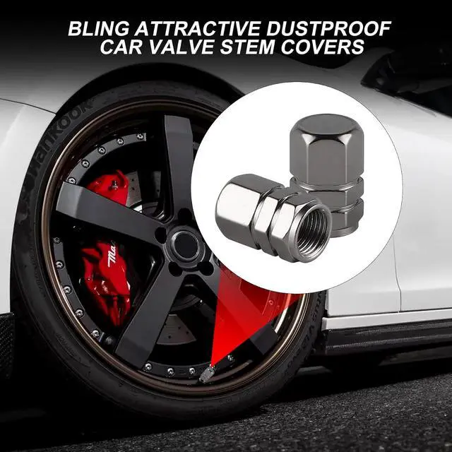 Alt view image 6 of 6 - alpmosn Aluminum Tire Stem Valve Caps Wheel Valve Covers Car Dustproof Tire Cap Cover Accessories, Universal for SUV, Car, Bike and Motorcycle, Hexagon Shape (4PCS Grey)