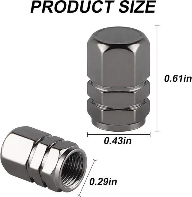 Alt view image 2 of 6 - alpmosn Aluminum Tire Stem Valve Caps Wheel Valve Covers Car Dustproof Tire Cap Cover Accessories, Universal for SUV, Car, Bike and Motorcycle, Hexagon Shape (4PCS Grey)