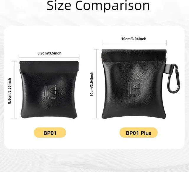 Alt view image 2 of 7 - 1PCS KBEAR BP01 Plus in Ear Monitor Case for IEMS, Mini Portable PU Leather Headphones Case with Spring-Loaded Closure for KZ ZS10 PRO, ZAR, ZAS, Earbuds, IEMs Cable, Eartips (Black, Medium - 1PCS)