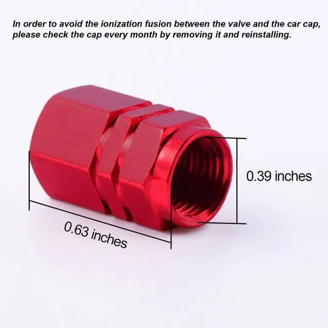 Alt view image 2 of 7 - EBOOT 8 Pcs Red Tire Stem Valve Caps, Wheel Valve Covers, Hexagon Aluminum | Universal Dustproof Tire Stem Cover, Corrosion Resistant, Fits Car Truck Bike SUV, Hexagon Shape
