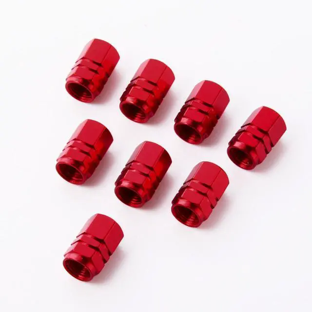 Alt view image 3 of 7 - EBOOT 8 Pcs Red Tire Stem Valve Caps, Wheel Valve Covers, Hexagon Aluminum | Universal Dustproof Tire Stem Cover, Corrosion Resistant, Fits Car Truck Bike SUV, Hexagon Shape