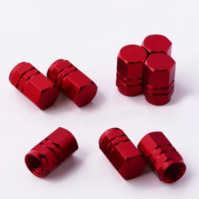 Alt view image 5 of 7 - EBOOT 8 Pcs Red Tire Stem Valve Caps, Wheel Valve Covers, Hexagon Aluminum | Universal Dustproof Tire Stem Cover, Corrosion Resistant, Fits Car Truck Bike SUV, Hexagon Shape