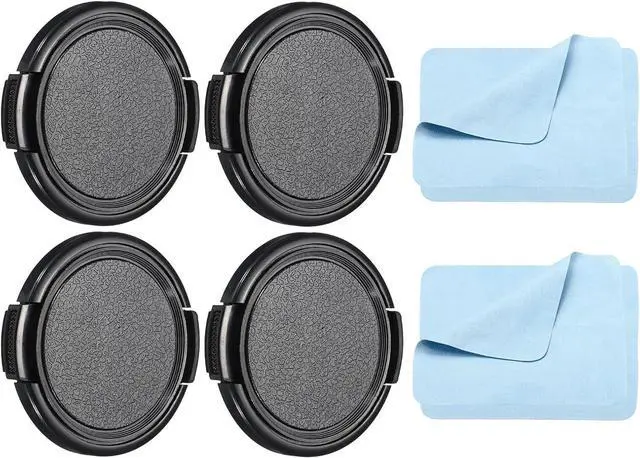 Main image of PATIKIL Camera Lens Cap, 4 Pack Sides Pinch Front Lens Cover with Microfiber Cleaning Cloth for 49mm Thread Universal DSLR Lenses for Nikon, for Fujifilm, for Pentax, for Leica