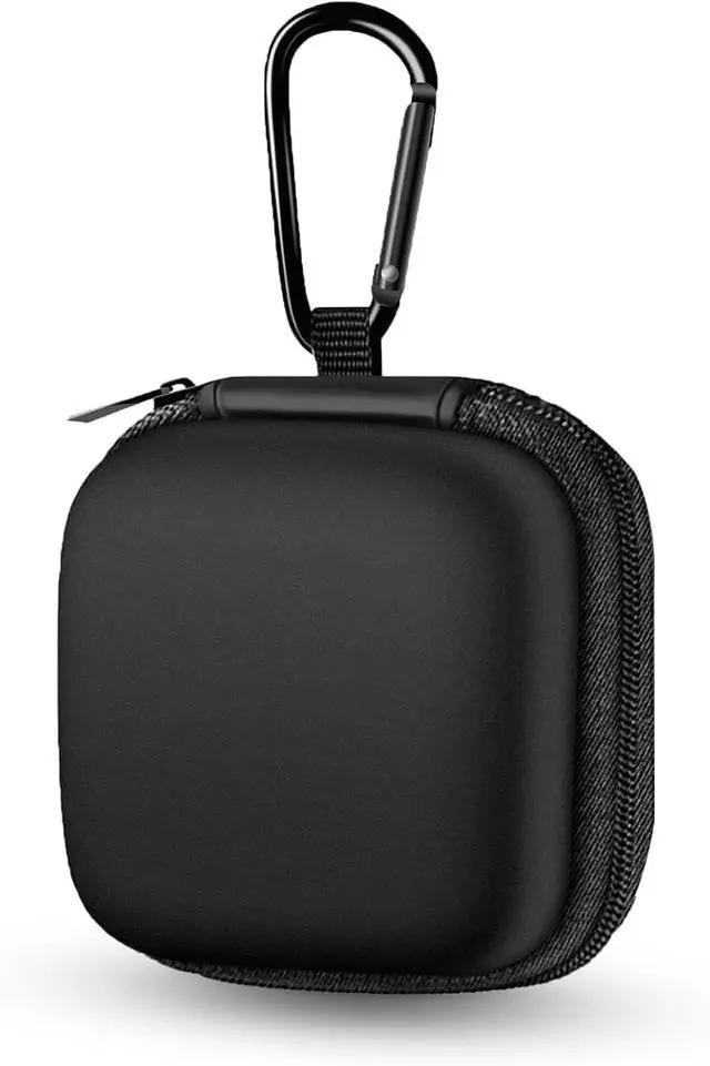 Main image of Earbud Case Portable EVA Storage Bag with Carabiner, Black | Cell Phone Accessories Organizer, Wired/Wireless Earphone Holder, SD Memory Card Storage, Camera Chip Case, Tech Pouch
