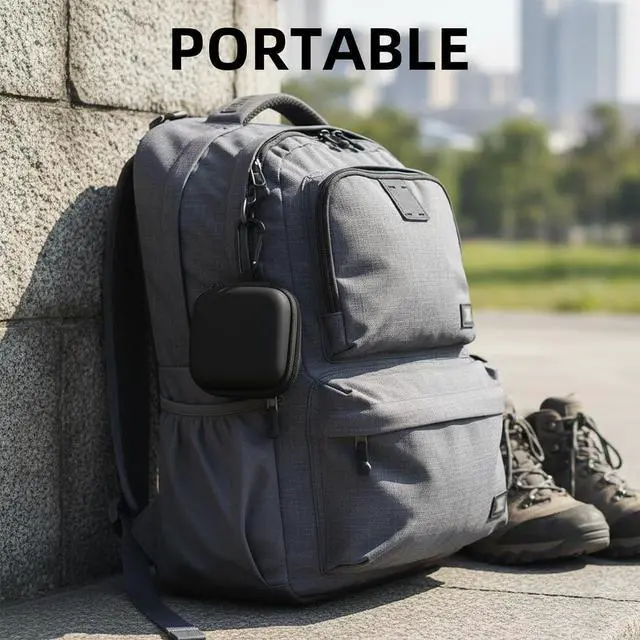 Alt view image 6 of 6 - Earbud Case Portable EVA Storage Bag with Carabiner, Black | Cell Phone Accessories Organizer, Wired/Wireless Earphone Holder, SD Memory Card Storage, Camera Chip Case, Tech Pouch
