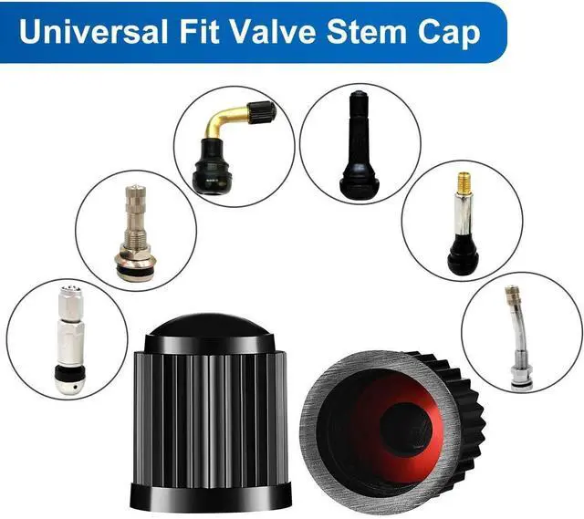 Alt view image 4 of 6 - Tire Valve Stem Caps The Upgraded Version has a Sealing Ring for Car, Motorbike, Trucks, Bike, Bicycle Black (24)