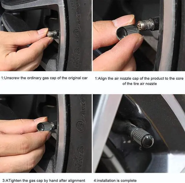 Alt view image 5 of 6 - Tire Valve Stem Caps The Upgraded Version has a Sealing Ring for Car, Motorbike, Trucks, Bike, Bicycle Black (24)