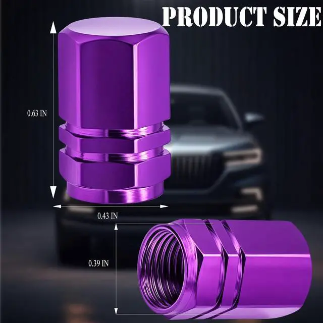 Alt view image 2 of 7 - 8PCS Tire Valve Stem Caps, with Rubber O-Ring, Corrosion Resistant Leak-Proof, Aluminum Alloy Universal Wheel Valve Covers for Cars, SUV, Trucks, Bikes, Motorcycles, Bicycles(Purple)