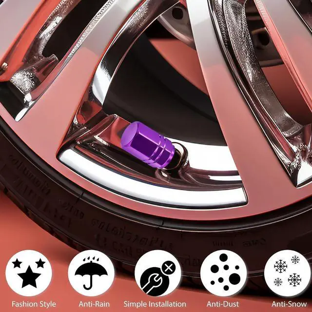 Alt view image 5 of 7 - 8PCS Tire Valve Stem Caps, with Rubber O-Ring, Corrosion Resistant Leak-Proof, Aluminum Alloy Universal Wheel Valve Covers for Cars, SUV, Trucks, Bikes, Motorcycles, Bicycles(Purple)