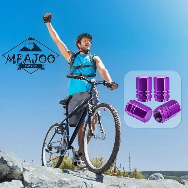 Alt view image 4 of 7 - 8PCS Tire Valve Stem Caps, with Rubber O-Ring, Corrosion Resistant Leak-Proof, Aluminum Alloy Universal Wheel Valve Covers for Cars, SUV, Trucks, Bikes, Motorcycles, Bicycles(Purple)