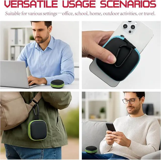 Alt view image 6 of 7 - 5-Pack Portable Square Earbud Carrying Cases Multi-Color EVA+PU Leather Storage Bags with Carabiner for Earphones, SD Cards & Small Accessories