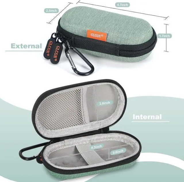 Alt view image 2 of 7 - Mini Earbud Case, Small Oval Hard Shell Carrying Pouch Bag | Fits Airpods, Earpods, IEM, Hearing Aids, Earplugs, USB Drive, SD Card, Kardia EKG, Charging Cable