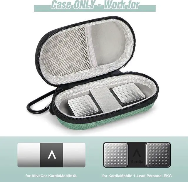Alt view image 4 of 7 - Mini Earbud Case, Small Oval Hard Shell Carrying Pouch Bag | Fits Airpods, Earpods, IEM, Hearing Aids, Earplugs, USB Drive, SD Card, Kardia EKG, Charging Cable