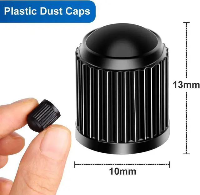 Alt view image 2 of 7 - 16 Pcs Tire Valve Stem Caps Upgraded Version with Sealing Ring for Car, Motorbike, Truck, Bike (Black)