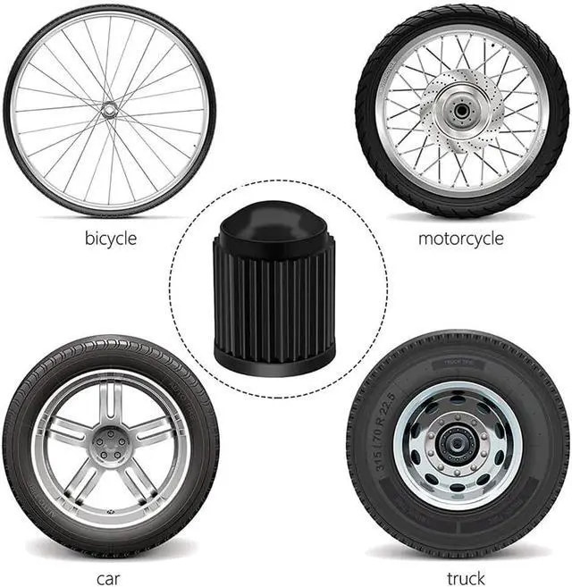 Alt view image 4 of 7 - 16 Pcs Tire Valve Stem Caps Upgraded Version with Sealing Ring for Car, Motorbike, Truck, Bike (Black)