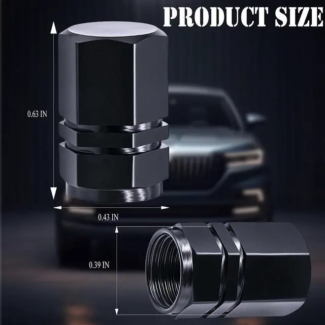 Alt view image 2 of 7 - 8PCS Tire Valve Stem Caps, with Rubber O-Ring, Corrosion Resistant Leak-Proof, Aluminum Alloy Universal Wheel Valve Covers for Cars, SUV, Trucks, Bikes, Motorcycles, Bicycles(Black)