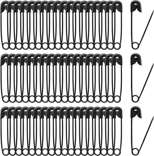 Main image of 120 PCS 19mm Black Safety Pins Size 00, Sharp for Sewing Tags | Plated Metal Rust-Proof, Sharp Tip Easy Piercing, Secure Buckle, For Clothing Tags Jewelry Sewing DIY