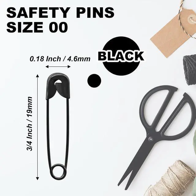 Alt view image 4 of 7 - 120 PCS 19mm Black Safety Pins Size 00, Sharp for Sewing Tags | Plated Metal Rust-Proof, Sharp Tip Easy Piercing, Secure Buckle, For Clothing Tags Jewelry Sewing DIY
