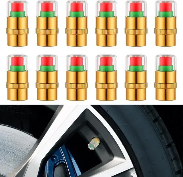Main image of 12PCS Car Tire Pressure Monitor Valve Stem Caps 3-Color Tire Pressure Caps Alarm Tires Indicator Sensor Indicator Universal Valve Stem Cap for Cars, SUVs, Trucks, Motorcycles, Bicycles