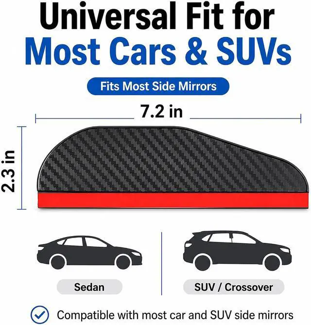 Alt view image 3 of 7 - 2PCS Side Mirror Visor Rain Guards, Car Rear View Mirror Rain Cover | Silicone Rain Shield, Mirror Cover Rubber Visor Guard