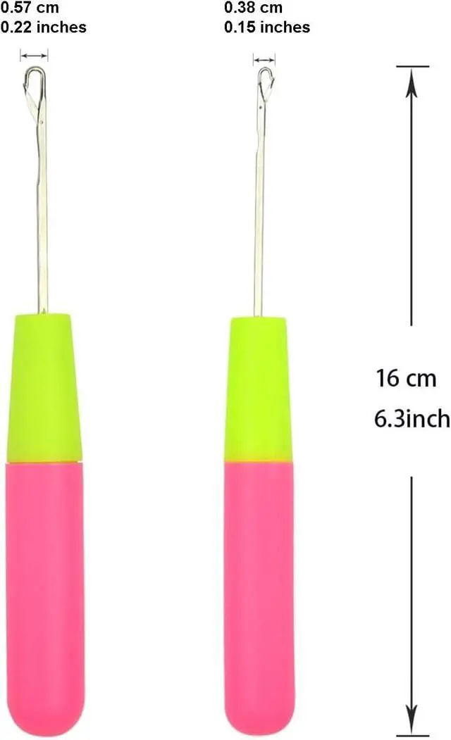 Alt view image 2 of 5 - 2 Pcs Hair Braiding Tools Set, Latch Hook Crochet Needles with 30 Pcs Metal Hair Braiding Decoration Rings for Hair Extensions, Braids and Dreadlocks Styling