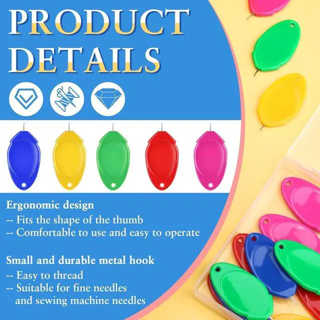 Alt view image 4 of 7 - Fedmut 35PCS Needle Threaders 5 Colors Thumb Shape Sewing Needle Threader | Easy Threader Plastic Needle Threaders Floss Threaders for Craft Work, Sewing Machine, Embroidery Floss with Clear Box