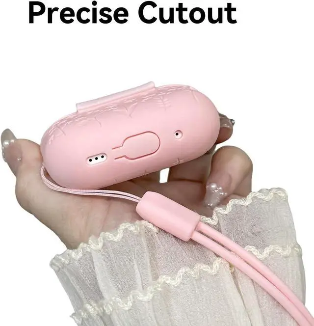Alt view image 6 of 7 - Compatible with AirPods Pro 2 Case USB C, Flower Engraved Cute Silicone Protective Case Cover for Airpods Pro 2nd Generation with Cleaner Kit and Lanyard for Women Girls (Pink)