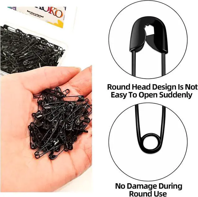 Alt view image 3 of 7 - Safety pins 150pcs 0.75inch Safety pins for Clothes for Clothing Sewing Handicrafts Quilting Jewelry MakingBlack Hijab pins (Black)