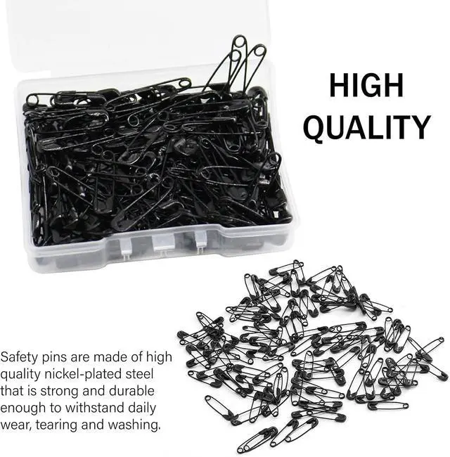 Alt view image 5 of 7 - Safety pins 150pcs 0.75inch Safety pins for Clothes for Clothing Sewing Handicrafts Quilting Jewelry MakingBlack Hijab pins (Black)