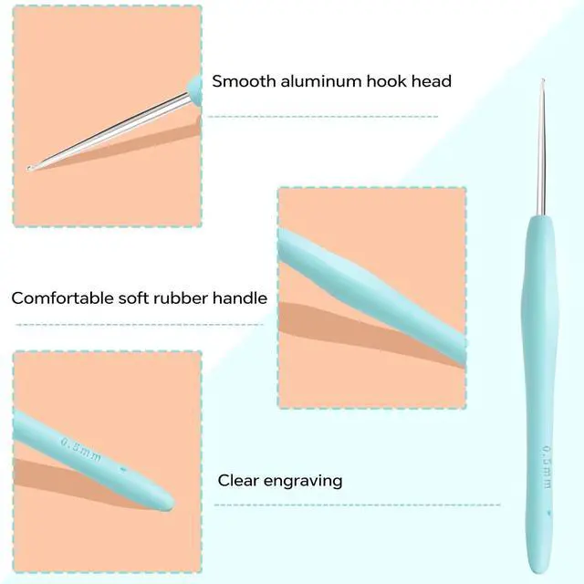 Alt view image 3 of 7 - Small Size Crochet Hook Lace Crochet Needle, 0.5mm Crochet Hook, Ergonomic Crochet HooksEmbroidery Thread Knitting Weaving Tool (0.5 mm)