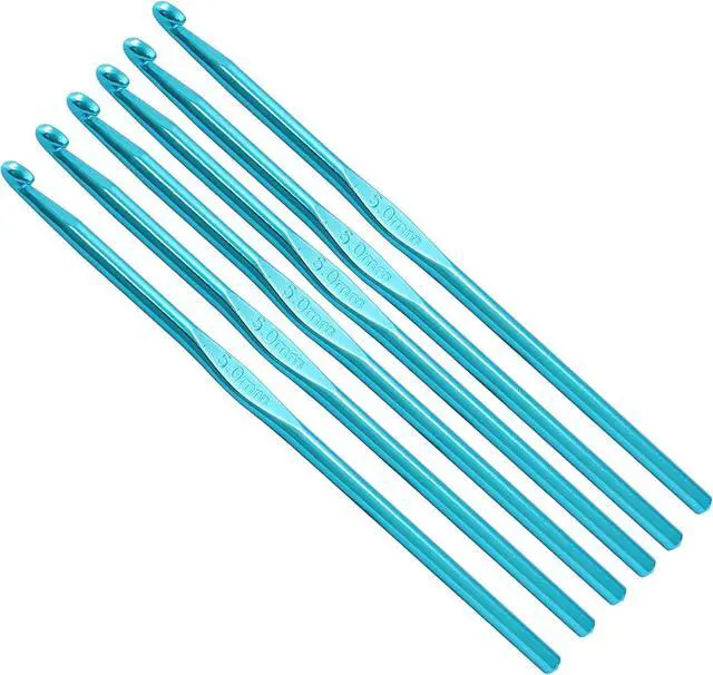 Main image of Auvotuis 6Pcs 5mm US Size H (Size 8) Aluminum Crochet Hook, Blue | Knitting Needles, DIY Craft Yarn, For Adults Kids Children Beginners