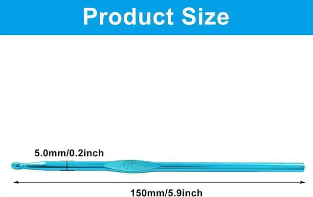 Alt view image 2 of 5 - Auvotuis 6Pcs 5mm US Size H (Size 8) Aluminum Crochet Hook, Blue | Knitting Needles, DIY Craft Yarn, For Adults Kids Children Beginners