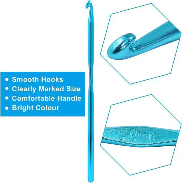 Alt view image 3 of 5 - Auvotuis 6Pcs 5mm US Size H (Size 8) Aluminum Crochet Hook, Blue | Knitting Needles, DIY Craft Yarn, For Adults Kids Children Beginners