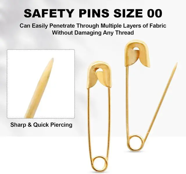 Alt view image 3 of 7 - 120 PCS 19mm Gold Safety Pins Size 00, Sharp for Sewing Tags | Plated Metal Rust-Proof, Sharp Tip Easy Piercing, Secure Buckle, For Clothing Tags Jewelry Sewing DIY