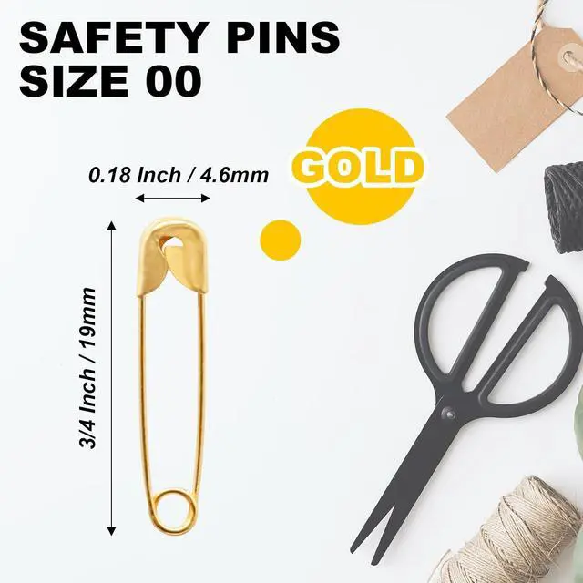 Alt view image 4 of 7 - 120 PCS 19mm Gold Safety Pins Size 00, Sharp for Sewing Tags | Plated Metal Rust-Proof, Sharp Tip Easy Piercing, Secure Buckle, For Clothing Tags Jewelry Sewing DIY