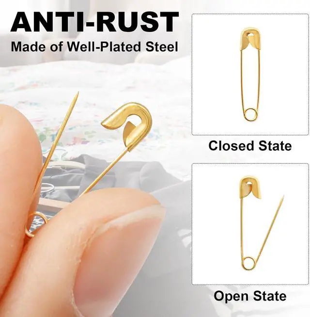 Alt view image 2 of 7 - 120 PCS 19mm Gold Safety Pins Size 00, Sharp for Sewing Tags | Plated Metal Rust-Proof, Sharp Tip Easy Piercing, Secure Buckle, For Clothing Tags Jewelry Sewing DIY