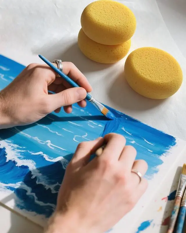 Alt view image 6 of 7 - WAFJAMF 4 Pcs 3 Inch Round Painting Sponge Artist Pottery Clay Art Crafts | Synthetic reusable elasticity soft yellow sponges for acrylic watercolor face, ceramics sculpting, leather care & shoes