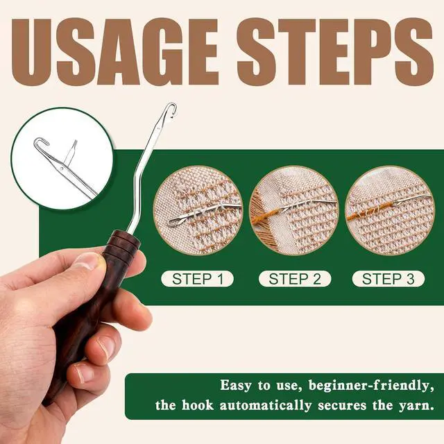 Alt view image 3 of 7 - BALDCC 2 Sizes Wooden Latch Hook, Bent Latch Hook Tools for Hair | Crochet Hooks for Hair, Rug Hook, Latch Hook Tools for Micro Braids, Hair Extension, Rug Making and Crochet Crafts (Type 3)