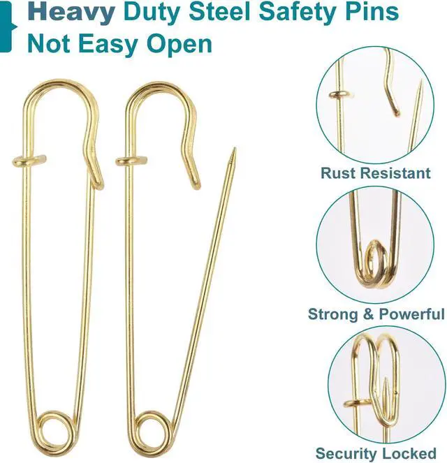 Alt view image 3 of 7 - Large Safety Pins Heavy Duty - 4" Oversized Safety Pins for Laundry, Blanket, Crafts, Outdoor - 16PCS