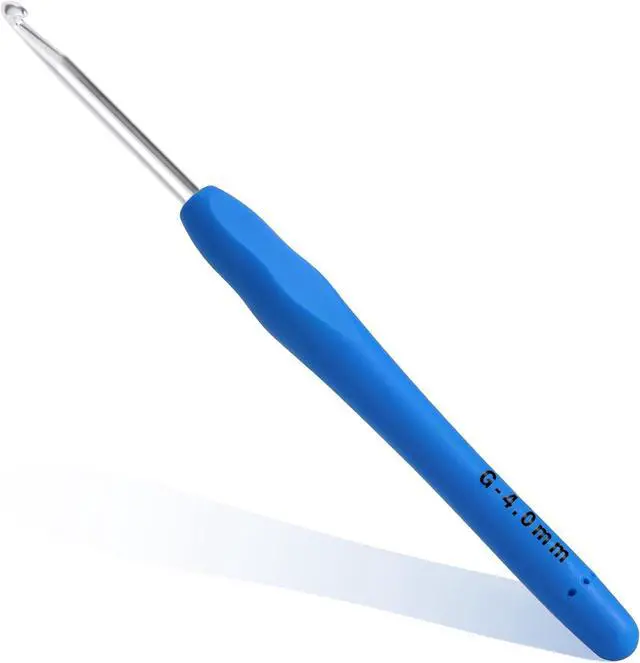 Main image of 4mm Crochet Hook, Ergonomic Crochet Hook, Smooth and Extra Long Knitting Needles, with Soft Rubber Ergonomic Handle and Aluminum Tip, Perfect Beginner and Arthritic Crochet Hooks (4 mm)